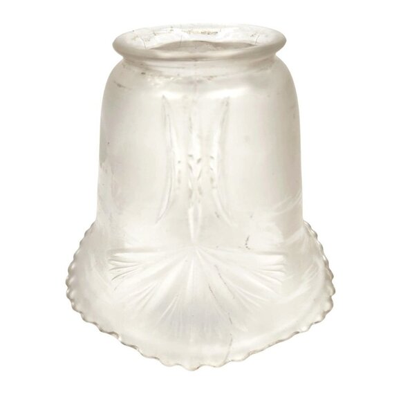 Vintage Frosted Emboss Glass Scallop Edge Light SHADE, Bulb Cover 3.75 inch high - Picture 1 of 8